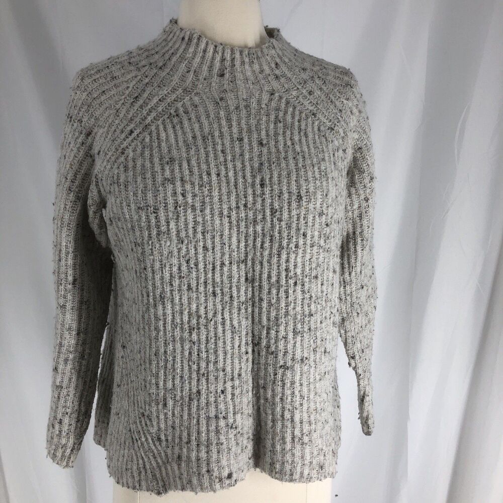 Madewell Speckled Mock Neck Sweater | Size M | Neutral Beige | Preppy Chic